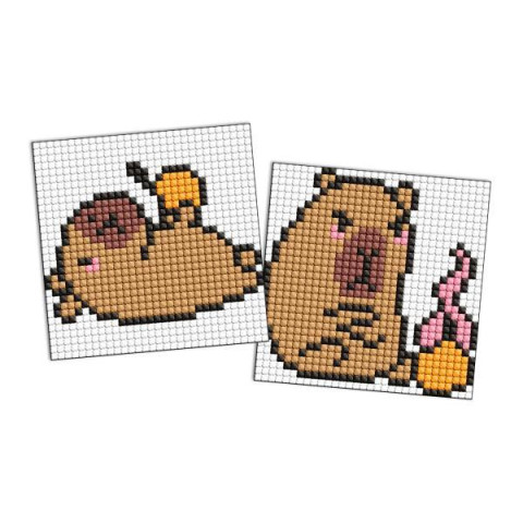 Алмазна мозаїка на магнітній основі для  дітей "Капібара: Апельсин" 9х9см, термопакет, ТМ Ідейка, Україна арт: AMG1169