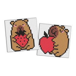 Алмазна мозаїка на магнітній основі для дітей &quot;Капібара: полуниця та яблуко&quot; 9х9см, термопакет, ТМ Ідейка, Україна арт: AMG1173