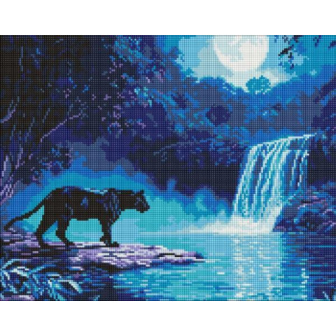 Алмазна мозаїка "Нічний хижак" 40х50см, термопакет, ТМ Ідейка, Україна арт: AMO8184