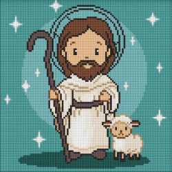 Алмазна мозаїка для дітей "Милий Ісус" 30х30см, термопакет, ТМ Ідейка, Україна арт: AMO8196