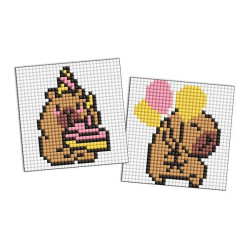 Алмазна мозаїка на самоклеючій основі для дітей "Розваги капібари" 9х9см, термопакет, ТМ Ідейка, Україна арт: AMS1118