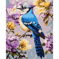 Картина по номерам "Сойка в пионах" 40х50см, термопакет, ТМ Идейка, Украина