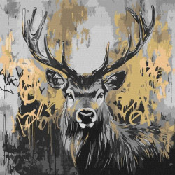 Картина по номерам "Золотой олень с красками металлик" 40х40см, термопакет, ТМ Идейка, Украина