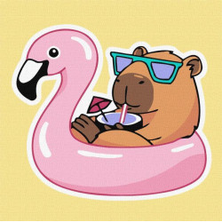 Картина за номерами для дітей "Капібара у відпустці" 40х40см, термопакет, ТМ Ідейка, Україна арт: KHO6743