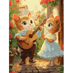Картина по номерам "Кошачьи романсы" 30х40см, термопакет, ТМ Идейка, Украина
