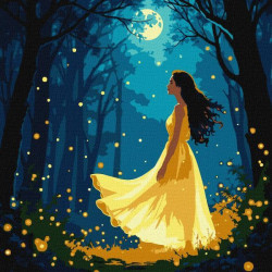 Картина по номерам "Девушка среди светлячков с красками металлик extra" 30х30см, термопакет, ТМ Идейка, Украина