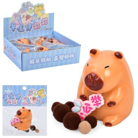 Антистресс Капибара, 6см, антистресс, ЦЕНА ЗА 1ШТ, мишура, в дисплее, 28*9*20см 