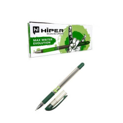 Ручка масляная Hiper Max Writer Evolution, 0.7мм, 2500м, зеленая, цена уп., в уп.10шт., в кор. 6*15*2,5см, ТМ Hiper