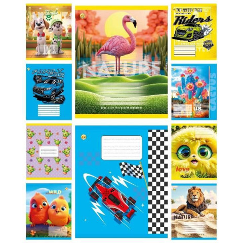 Тетрадь 12 л. линия цветная обложка Микс-3, ЦЕНА ЗА УП. 25ШТ, ТМ Тетрада, Украина