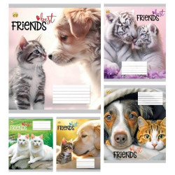 Тетрадь 12 л. линия цветная обложка Пушистые друзья, ЦЕНА ЗА УП. 25ШТ, ТМ Тетрада, Украина