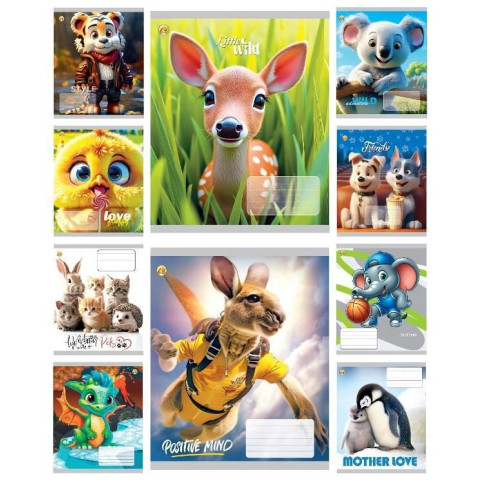 Тетрадь 12 л. = цветная обложка Микс-5, ЦЕНА ЗА УП. 25ШТ, ТМ Тетрада, Украина