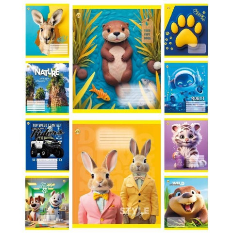 Зошит 24 арк. лінія, кольорова обкладинка, ЦІНА ЗА УП. 20ШТ, ТМ Тетрада, Україна арт: ТА52303