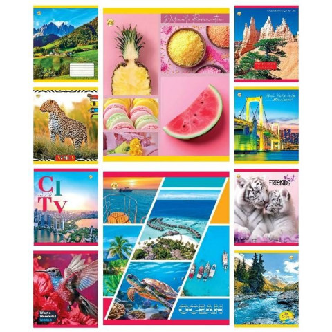 Зошит 36 аркушів лінія, кольорова обкладинка Мікс-1, ЦІНА ЗА УП. 20ШТ, ТМ Тетрада, Україна арт: ТА52400