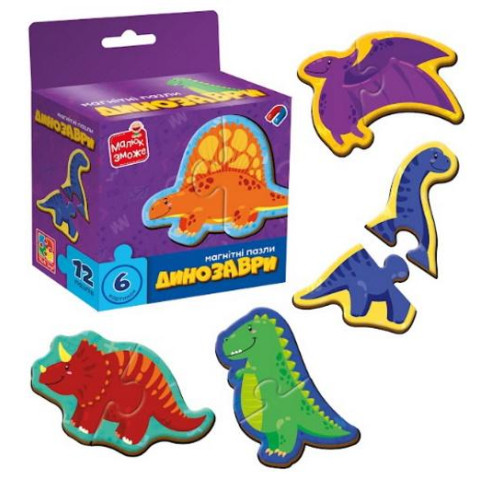 Пазли магнітні "Динозаври", ТМ Vladi Toys, Україна арт: VT1733-01