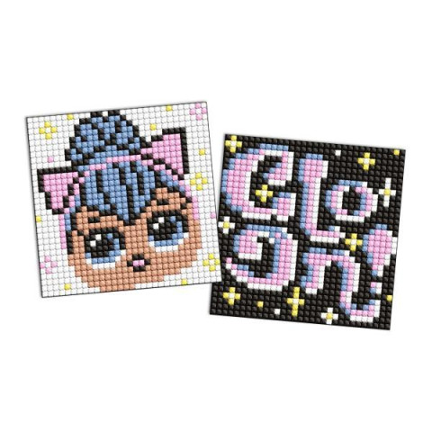 Алмазна мозаїка на магнітній основі для дітей "LOL Surprise! LOL і зірковий напис" 9x9см, термопакет 19*12см, ТМ Ідейка, Україна арт: AMG1115