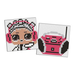 Алмазна мозаїка на магнітній основі для дітей "LOL Surprise! LOL і рожевий магнітофон" 9x9см, термопакет 19*12см, ТМ Ідейка, Україна арт: AMG1119