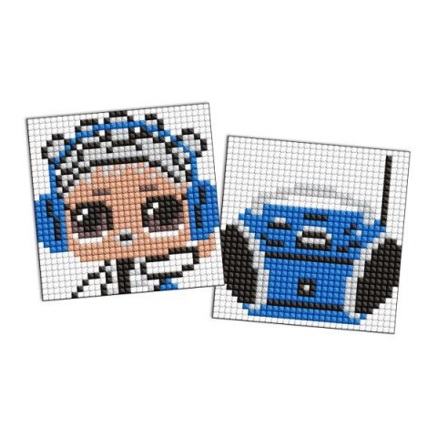 Алмазна мозаїка на магнітній основі для дітей "LOL Surprise! LOL і синій магнітофон" 9x9см, термопакет 19*12см, ТМ Ідейка, Україна арт: AMG1185