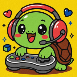 Картина за номерами для дітей "Черепашка геймер" 25х25см, термопакет, ТМ Ідейка, Україна арт: KHO1287