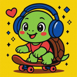 Картина за номерами для дітей "Черепашка на скейті" 25х25см, термопакет, ТМ Ідейка, Україна арт: KHO1290