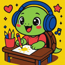 Картина за номерами для дітей "Черепашка малює" 25х25см, термопакет, ТМ Ідейка, Україна арт: KHO1297