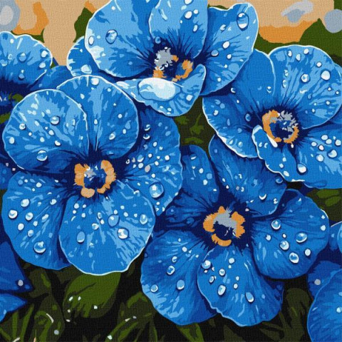 Картина за номерами "Фіалки в росі" 40х40см, термопакет, ТМ Ідейка, Україна арт: KHO3316