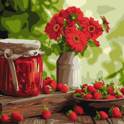 Картина по номерам "Клубничное варенье" 40х40см, термопакет, ТМ Идейка, Украина
