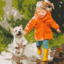 Картина за номерами "Біг по калюжах" 40х40см, термопакет, ТМ Ідейка, Україна арт: KHO8635