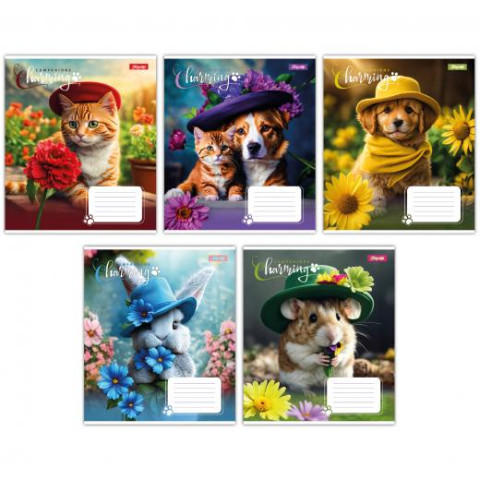 Тетрадь 12л косая Charming companions, ЦЕНА УП. 25ШТ., ТМ 1Вересня, Украина