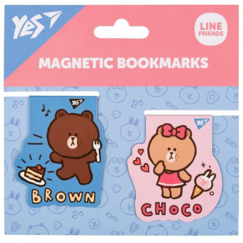 Закладки магнітні "Line Friends Brown and Choco", 2шт, планшет 12*12см, ТМ YES, Україна арт: 708106