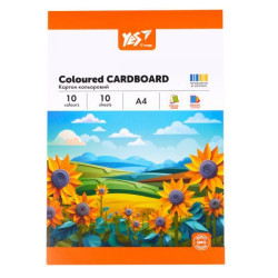 Картон кольоровий односторонній &quot;Orange Line&quot;, 10 аркушів, А4, папка, 30*20см, ТМ YES, Україна арт: 954895