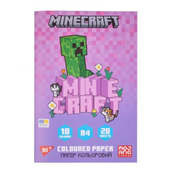 Папір кольоровий односторонній Minecraft.Spring, 20 аркушів, А4, скоба 30*20см, ТМ YES, Україна арт: 955461