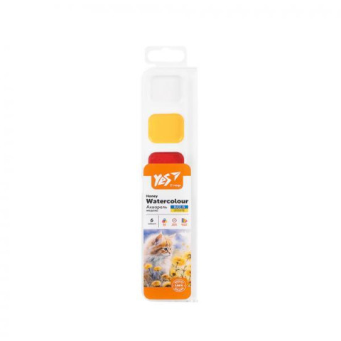 Краски акварельные Orange Line 6 цветов медовые б/п, в кор. 20*5*1см, ТМ YES, Украина