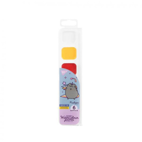 Краски акварельные Pusheen 6 цветов медовые б/п, в кор. 20*5*1см, ТМ YES, Украина