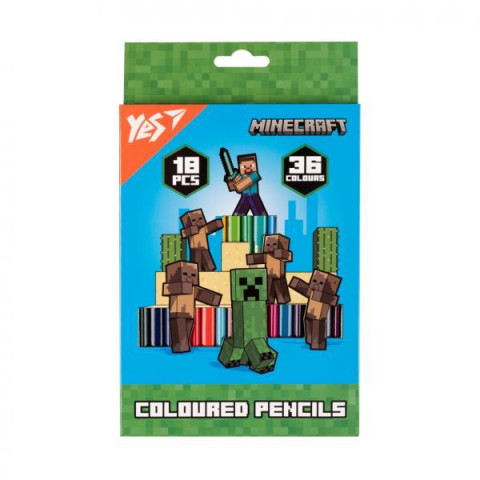 Карандаши цветные 18/36 цв. Minecraft. Heroes, в кор. 21*13*1см, ТМ YES, Украина