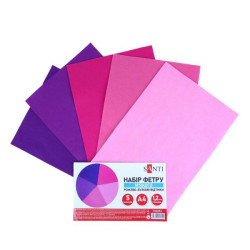 Набор фетра мягкого, розовато-сиреневые оттенки 21х30см 5 листов, ТМ SANTI, Украина