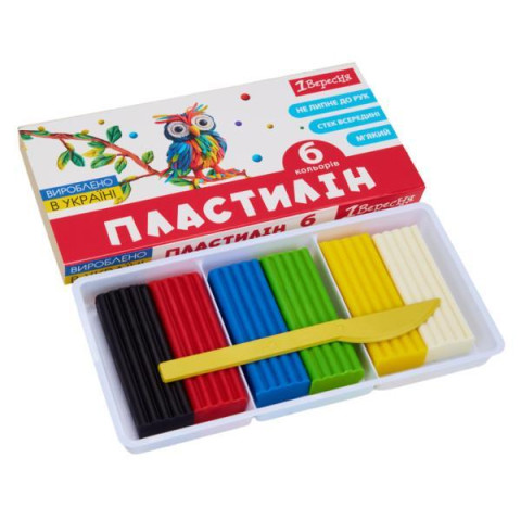 Пластилін , 6 кольорів, 120г "Classic", в кор. 17*8*1см, ТМ 1 Вересня, Україна