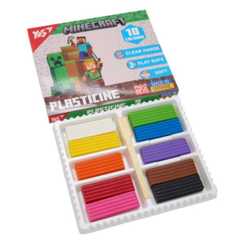 Пластилін Yes, 10 кольорів, 200г "Minecraft", в кор. 20*16*2см, ТМ YES, Україна арт: 540662