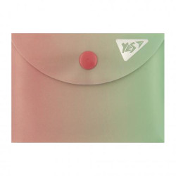 Папка-конверт A7 на кнопке Fusion, розово-зеленая 10*7,5см, ТМ YES, Украина