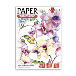 Набір паперу для акварелі &quot;Flowers&quot;, А3, &quot;Paper Watercolor Collection&quot;, 20 арк, 200г/м2, 43*23см, ТМ SANTI, Україна арт: 130501