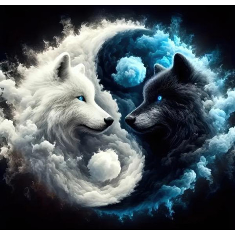 Алмазна мозаїка "Пара вовків", 20*20см, на рамці, в кор. 21*21*2,5см, ТМ Dreamtoys арт: S10256