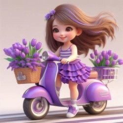 Алмазна мозаїка &quot;Бузкова дівчинка&quot;, 20*20см, на рамці, в кор. 21*21*2,5см, ТМ Dreamtoys арт: S10261