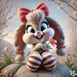 Алмазная мозаика "Зайка с цветком", 20*20см, на рамке, в кор. 21*21*2,5см, ТМ Dreamtoys