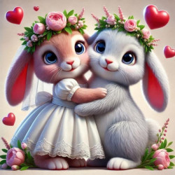 Алмазна мозаїка &quot;Весілля зайчиків&quot;, 20*20см, на рамці, в кор. 21*21*2,5см, ТМ Dreamtoys арт: S10272