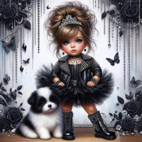 Алмазна мозаїка "Рокерша", 20*20см, на рамці, в кор. 21*21*2,5см, ТМ Dreamtoys арт: S10279