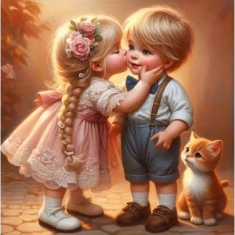 Алмазна мозаїка "Поцілунок", 20*20см, на рамці, в кор. 21*21*2,5см, ТМ Dreamtoys арт: S10281