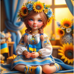 Алмазная мозаика "В блакитно-жовтих кольорах", 20*20см, на рамке, в кор. 21*21*2,5см, ТМ Dreamtoys