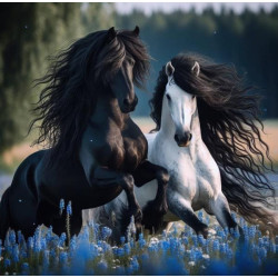 Алмазна мозаїка «Пара скакунів», 20*20см, на рамці, в кор. 21*21*2,5см, ТМ Dreamtoys арт: S10330