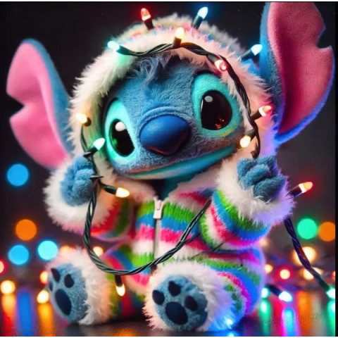 Алмазна мозаїка "Стіч з гирляндою", 20*20см, на рамці, в кор. 21*21*2,5см, ТМ Dreamtoys арт: S10342