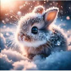 Алмазная мозаика "Зайка в снежном холодке", 20*20см, на рамке, в кор. 21*21*2,5см, ТМ Dreamtoys
