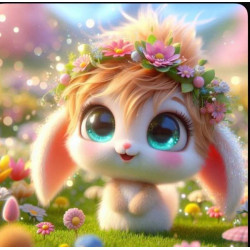 Алмазная мозаика "Зайчик в цветочной мечте", 20*20см, на рамке, в кор. 21*21*2,5см, ТМ Dreamtoys